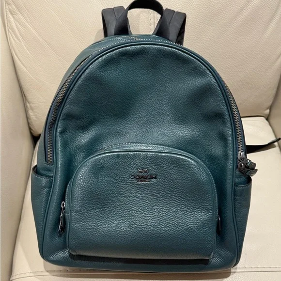 Coach Dark Green Leather Backpack - Picture 3 of 3